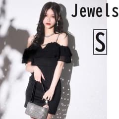 Thumbnail of JEWELS ビジュー キャミソール オフショル シフォン ミニドレス ブラック