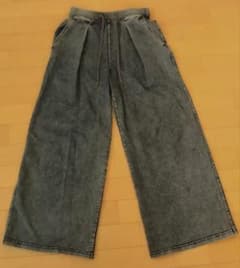 GU ワイドパンツ デニム ウエストゴム Sのサムネイル