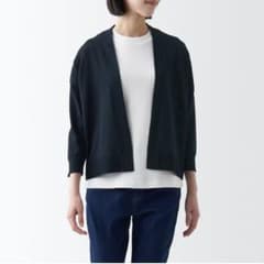 無印良品 ＵＶカット強撚ショートカーディガン（七分袖）婦人Ｓ・ブラックのサムネイル