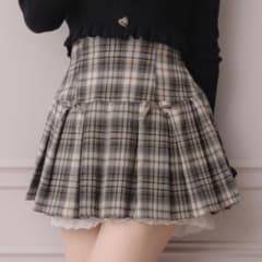 Pium ミニリボンコットンフリルプリーツスカート チェックのサムネイル