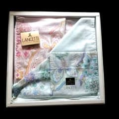 LANCETTI 　花柄　チョウ　大判ハンカチ 2枚セット