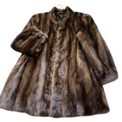 着丈80cm デミバフミンク リアルファーコート 本毛皮 毛並み◎ なめし