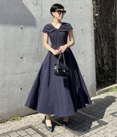 JENNE フロントツイストフレンチワンピース ネイビー M - メルカリ