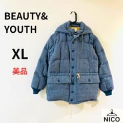 BEAUTY&YOUTH ハリスツイード ヘリンボーン ダウンジャケット XL