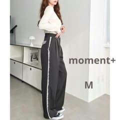 moment + 레이스 하이 웨스트 세미 와이드 슬랙스 차콜 그레이 M