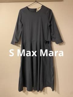 美品 'S Max Mara ビジュー付き プリーツ袖 Aラインワンピース 36