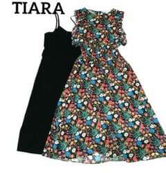 ティアラ Tiara フラワーロングワンピース ブラック L ペチコート付きのサムネイル
