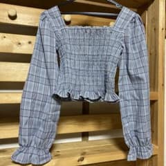 グレー系チェック柄フリルブラウス　WEGOのサムネイル