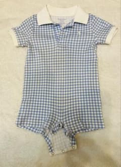 【美品】Ralph Lauren ベビー ロンパース 水色ギンガムチェック　9Mのサムネイル