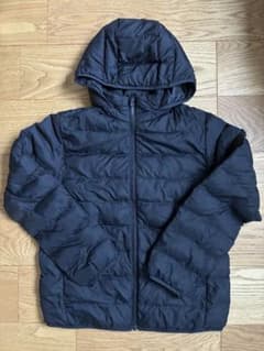 キッズ 160cm UNIQLOフード付き 中綿ジャケット ブラックのサムネイル