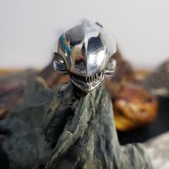 Funkouts シルバー リング フェイス 仮面 顔 スカル エイリアン 指輪 