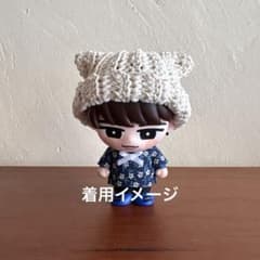すのチルソフビサイズ 猫耳ニット帽＋小花柄シャツ2点セット(青