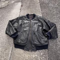 KNIFE 牛革レザー ボンバージャケット 紺 - メルカリ