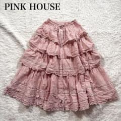 美品✨ピンクハウス ギンガムチェック ローン ティアード スカート