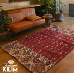 ラグ・マット】140×200 ジャガードキリム アンティークタイル柄 JK-1