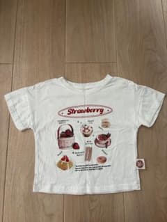 韓国子供服　ノーブランド　ストロベリー柄 半袖Tシャツ ホワイトのサムネイル