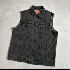 00s Levi's ブラックデニムベスト ジャケット XLのサムネイル