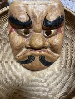 【在銘・希少】土佐面 穂積幸雲作 2点セット 大癋見 ひょっとこ 張り子面 民芸 在銘・希少】土佐面 穂積幸雲作 2点セット 大癋見 ひょっとこ 張り子面