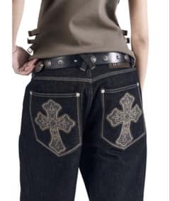 AAKAMデニム CROS2 Patch Denim Pants Black