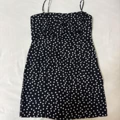 ZARA ドット柄 キャミワンピース ブラックのサムネイル