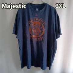 マジェスティック 紺 メンズTシャツ デトロイトタイガース 2XL【ウ603