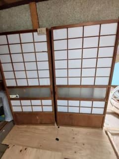 昭和レトロ　引き戸 ①【引取限定】昭和レトロ 引き戸 建具 ガラス戸 3枚 まとめ売り 配達