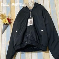 【未使用品】フード付き ファー ブルゾン ジャンバー　ブラック　M