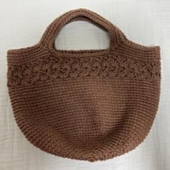 ハンドメイド 手編み トートバッグ ブラウンのサムネイル