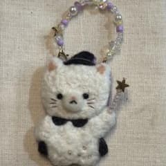 ハンドメイド 猫 ハロウィン 魔法使い ブローチ チャーム キーホルダー