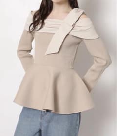 Rirandture オフショルリボンドッキングニット リランドチュール