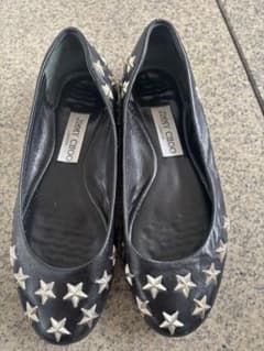 JIMMY CHOO Star Studded Flat Shoes, Black, Size 36.5