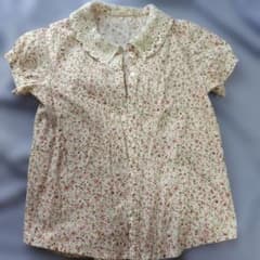 OLIVE des OLIVE 花柄レース襟ブラウス 半袖 Mのサムネイル