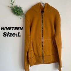 【NINETEEN】長袖 パーカー 無地 イエロー Ｌサイズのサムネイル