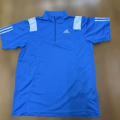 adidas ハーフジップ 半袖シャツ ブルーのサムネイル