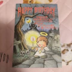 お値下げ レトロ 訳あり サンリオ 天使＆お化けの絵柄がかわいいバースデーカードのサムネイル