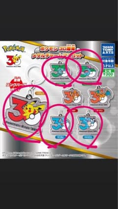 早い者勝ち　ポケモン 30周年 メタルチャームマスコット 5種セットのサムネイル
