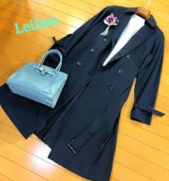 レリアン 可憐プリーツ近年モデル濃紺ネイビー トレンチコート 11L