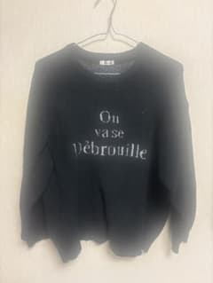 ロゴ入り 長袖 ニット ブラックのサムネイル