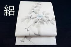 ☆専用☆名古屋帯 夏帯 夏 アイボリー 花と葉文様 刺繍 長さ3m51