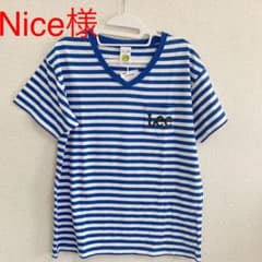 Lee Tシャツ ボーダー Vネック ブルーのサムネイル