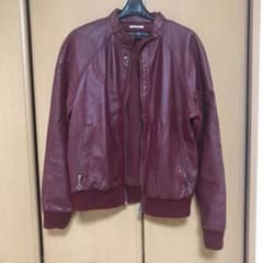 【本レザー】シングルライダースジャケット　レザーブルゾンのサムネイル