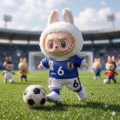 ラブブ ぬい服　サッカー　ユニフォーム ボール付き　No.14 サッカーブルーのサムネイル