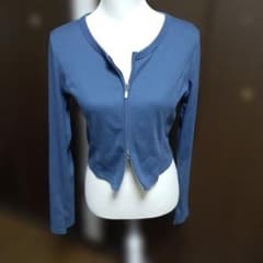 GU 리브 니트 더블 Zip 가디건 블루 XL