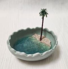 ハンドメイド レジン 小物入れアクセサリートレイ 波打ち際 ブルーグリーンのサムネイル
