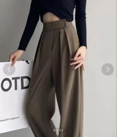 ワイドスラックス パンツ マジックテープ　ブラウン Mのサムネイル