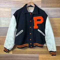 60s BUTWIN 襟付き レザー切り替え スタジャン アワードジャケット