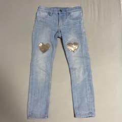 H&M デニムパンツ ハートスパンコール 120cmのサムネイル