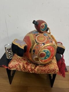レトロ 九谷焼 打ち出の小槌 置物 特大とミニ2点セット 長さ38cm