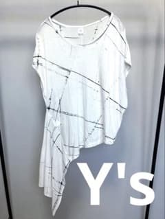ヨウジヤマモト　ホワイト アシンメトリー 半袖Tシャツ　変形 Y's アシンメトリー 変形半袖 Tシャツホワイトカットソーワイズヨウジ