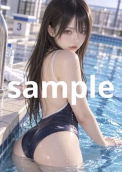 AI美女 A4ポスター 水着 プール 1枚のサムネイル